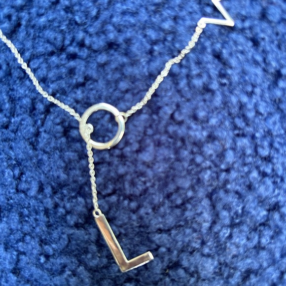 L O V E  ❤️ Lariat style silver necklace - Picture 3 of 9